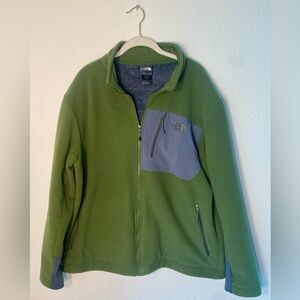 The North Face Green Fleece Jacket with Gray Chest Pocket